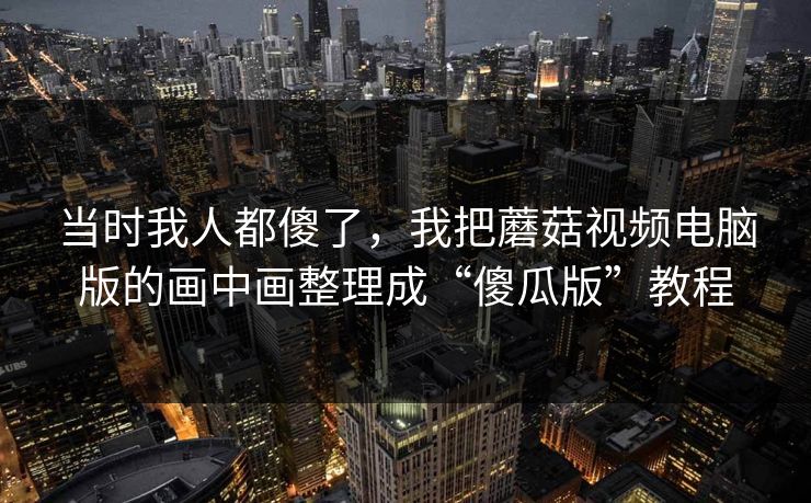 当时我人都傻了,我把蘑菇视频电脑版的画中画整理成“傻瓜版”教程 当时我人都傻了,我把蘑菇视频电脑版的画中画整理成“傻瓜版”教程